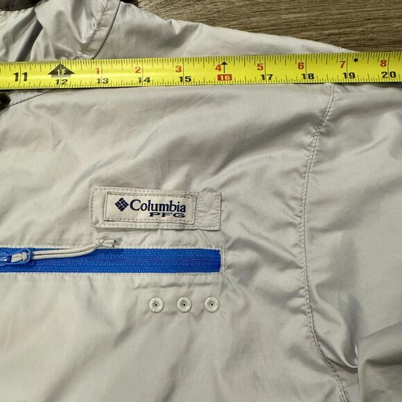 Columbia PFG Terminal Spray Jacket Gray Hooded Windbreaker UPF 50 Mens Small - Picture 5 of 12